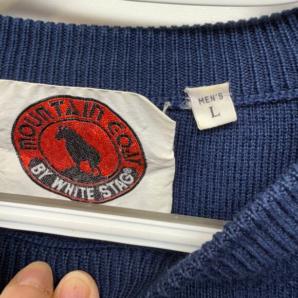 VTG Mountain Goat by White Stag Wool Blend Sweater With Rainbow Accents Size L - Picture 6 of 11